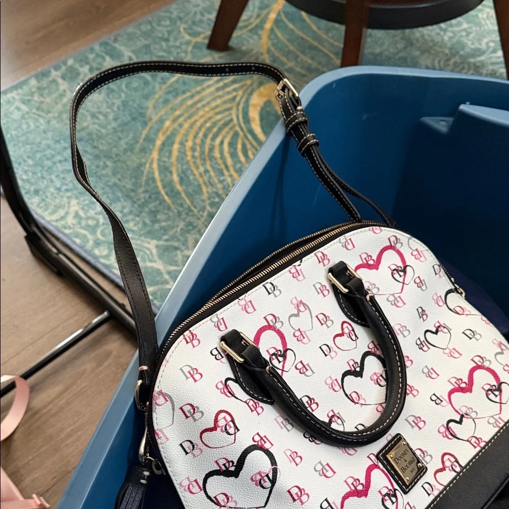 Dooney & Bourke Black and Pink Heart Satchel - Picture 3 of 9